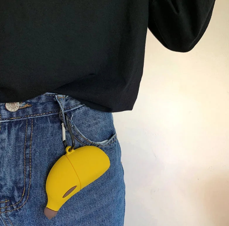 Yellow banana print silicone protective case for Apple AirPods Pro wireless Bluetooth headphones