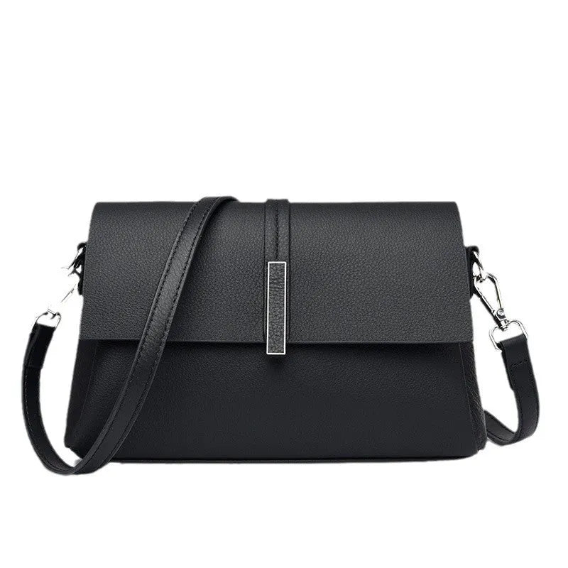 Women's cowhide tote bag in first layer leather, 24x15x9cm, with double shoulder straps, shown in black, gray, or wine red.