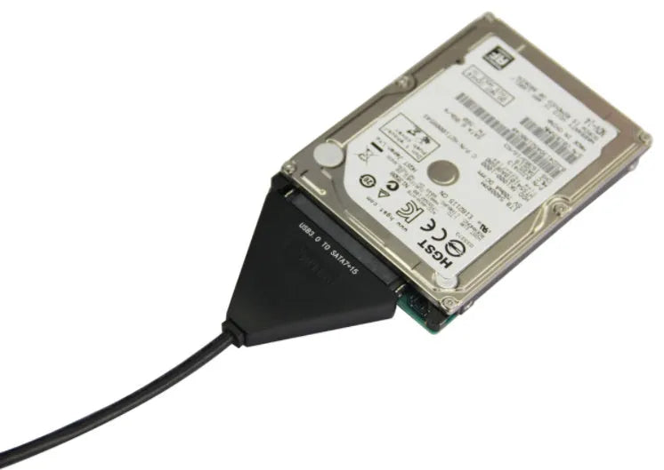 Black USB 3.0 to SATA 7+15 pin adapter cable with separate power supply line for hard drives