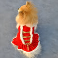 Red velvet pet skirt for female dogs and cats, sizes XS to L, casual style