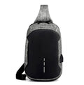 Waterproof Oxford cloth chest bag in dark blue with zipper opening and adjustable strap