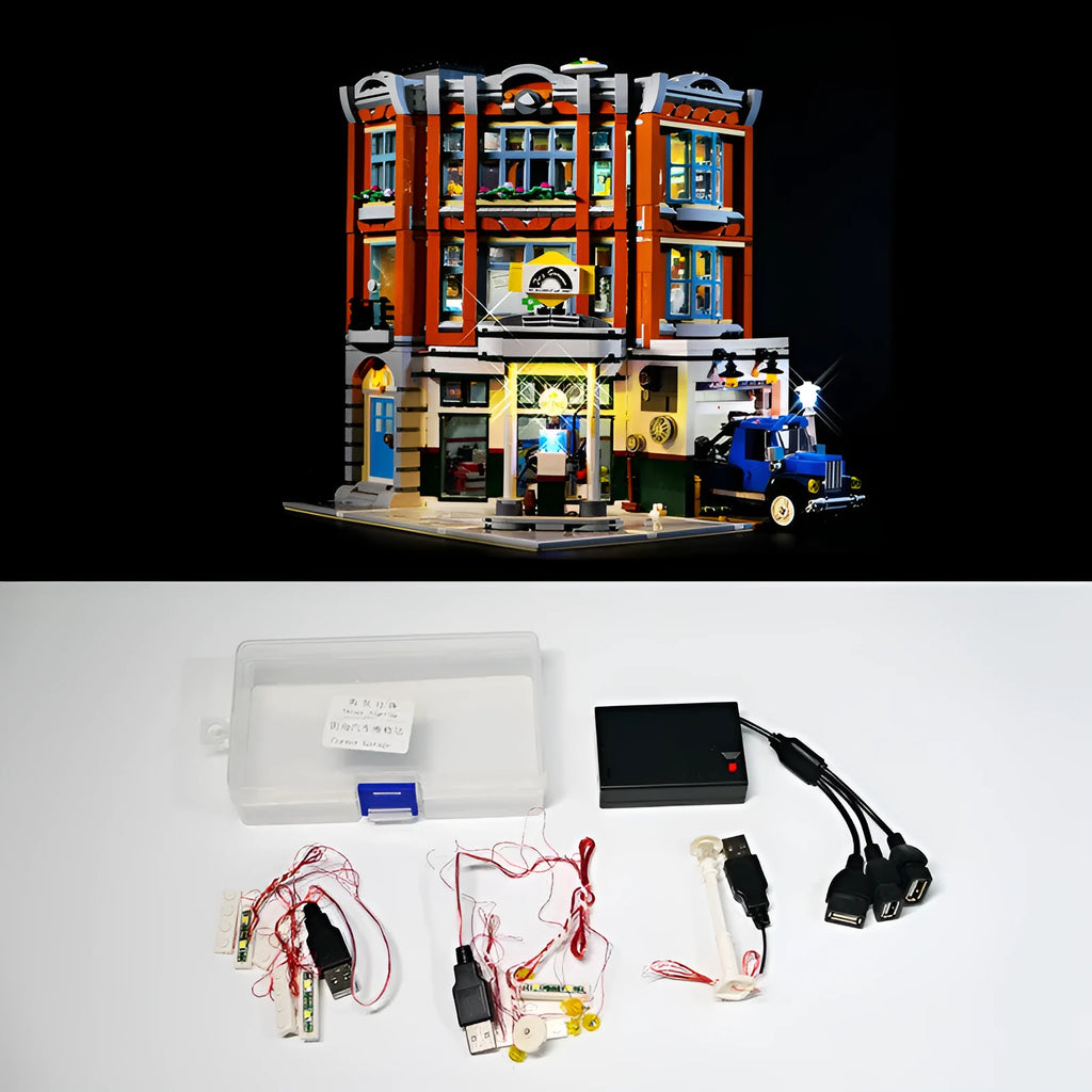 MOC modified LED lighting accessories kit for building brick models with plastic components