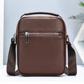 Men's first layer cowhide crossbody bag in coffee colour, 18x7x22cm, genuine leather daily matching bag