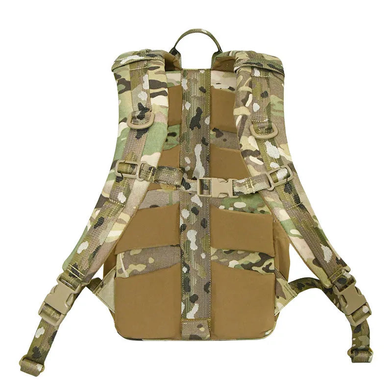 Waterproof nylon mountaineering backpack in camouflage colour with airpillow straps for outdoor sports
