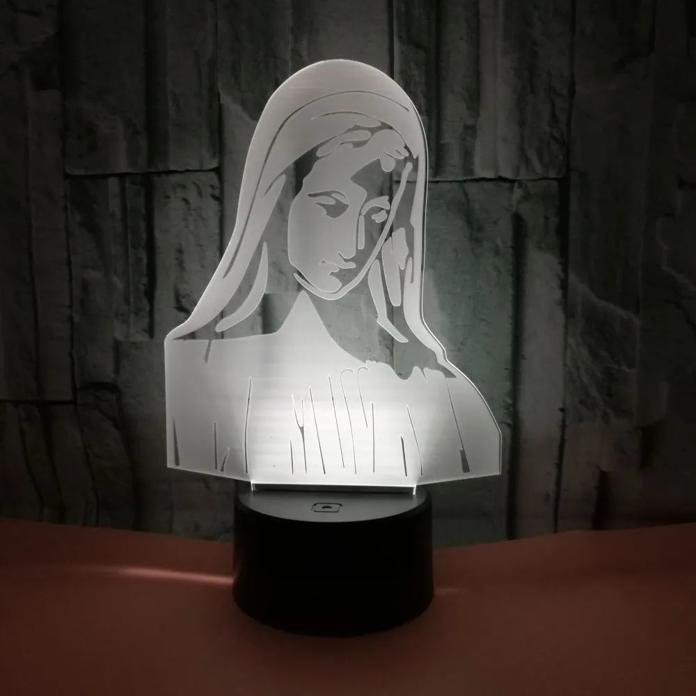 3D stereoscopic dual ring LED night light with touch control base and colourful acrylic panel.