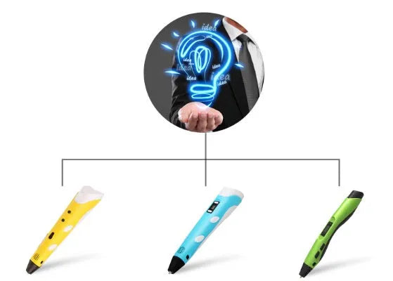 Plastic 3D printing pen in black, 180mm length, for freehand drawing and graffiti