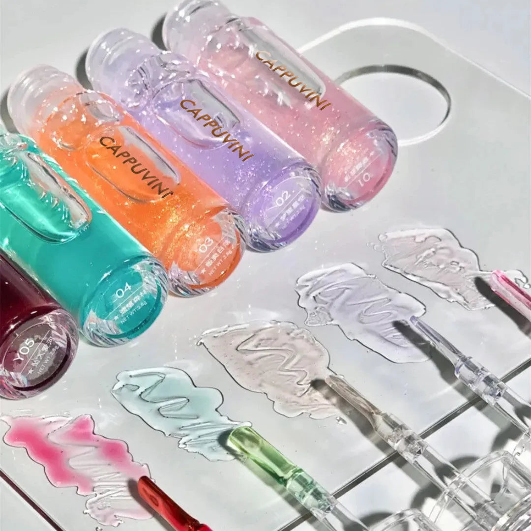 Glass clear lip oil in 5 shades with 3g net content