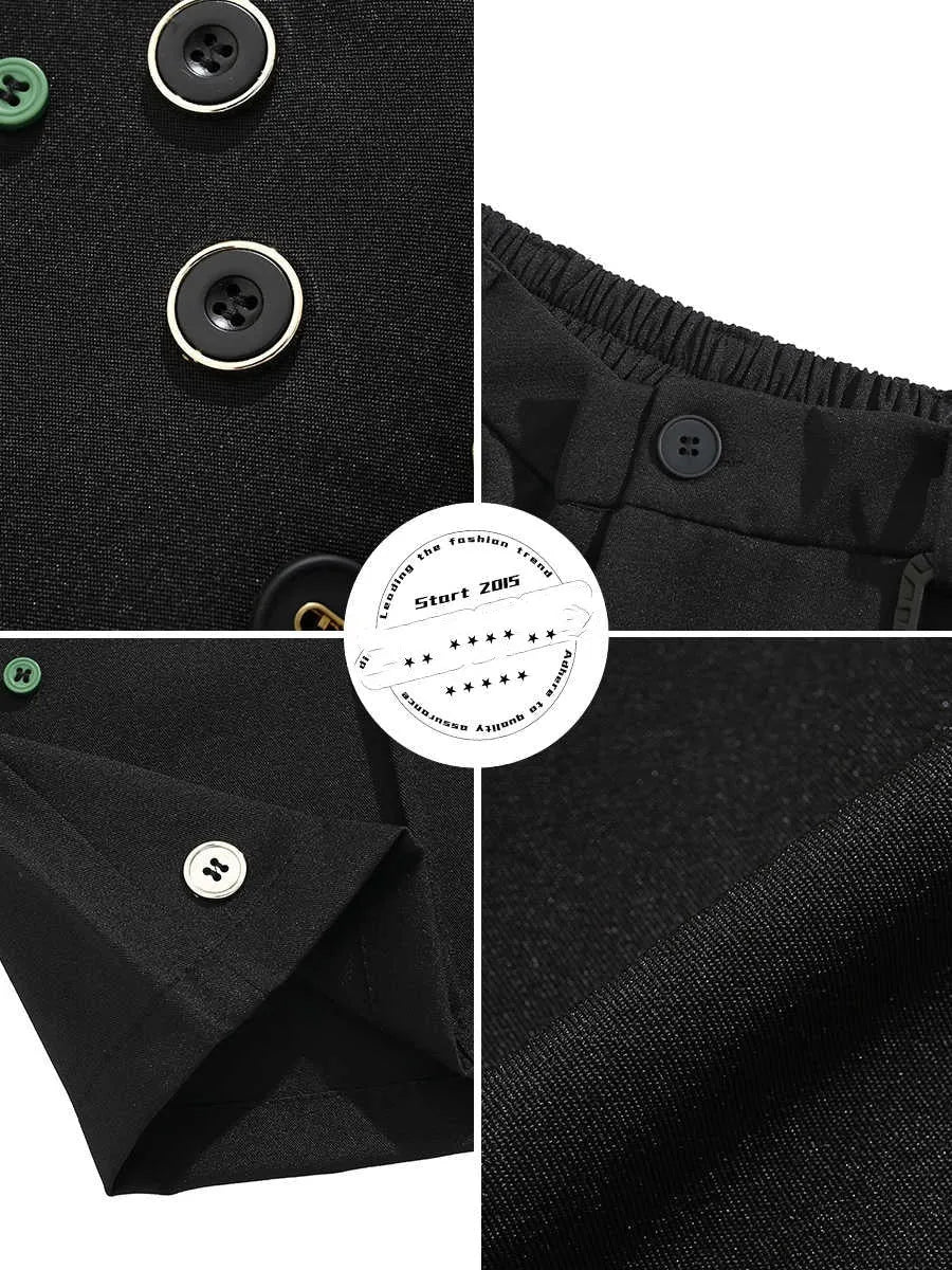 Men's black loose-fit casual shorts with a semi-elastic waistband, colour button, and zipper fly.