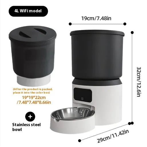 4L smart pet feeder with camera and stainless steel bowl
