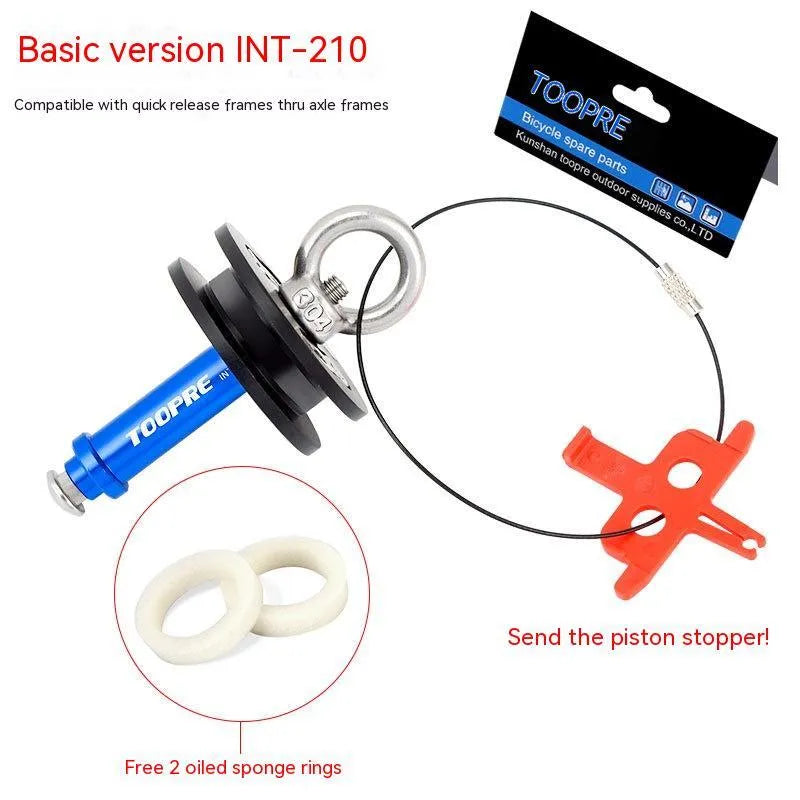 Aluminium bicycle chain holder tool showing three version options: barrel shaft, basic, and quick release.