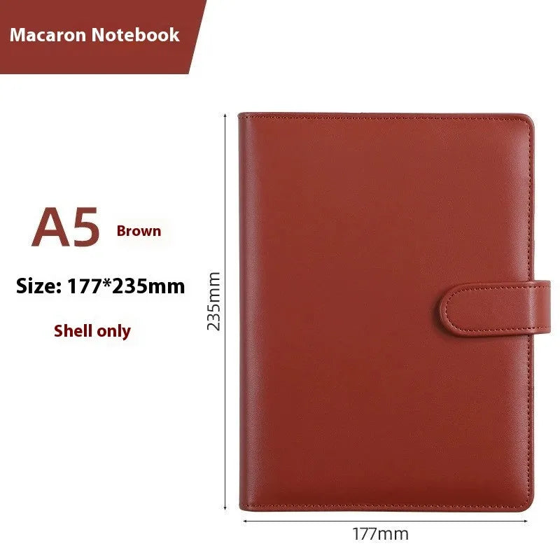 A5 PU leather zipper notebook shell in a solid colour, shown closed, with dimensions 235mm by 177mm.