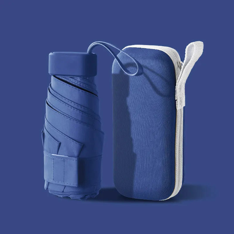 Six-fold folding sun umbrella with steel ribs in various colour options
