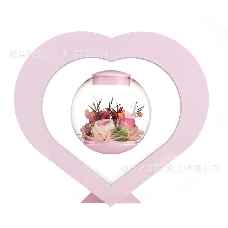 Pink preserved rose ornament with optional Bluetooth audio base and multiple plug options