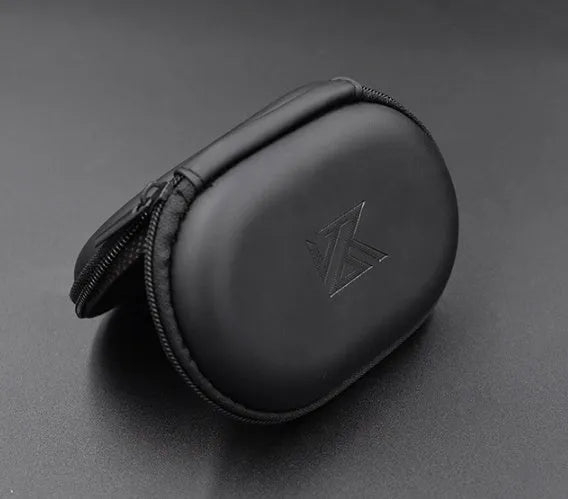 Black oval leather earphone storage bag for EDX PRO and ZEX PRO IEMs