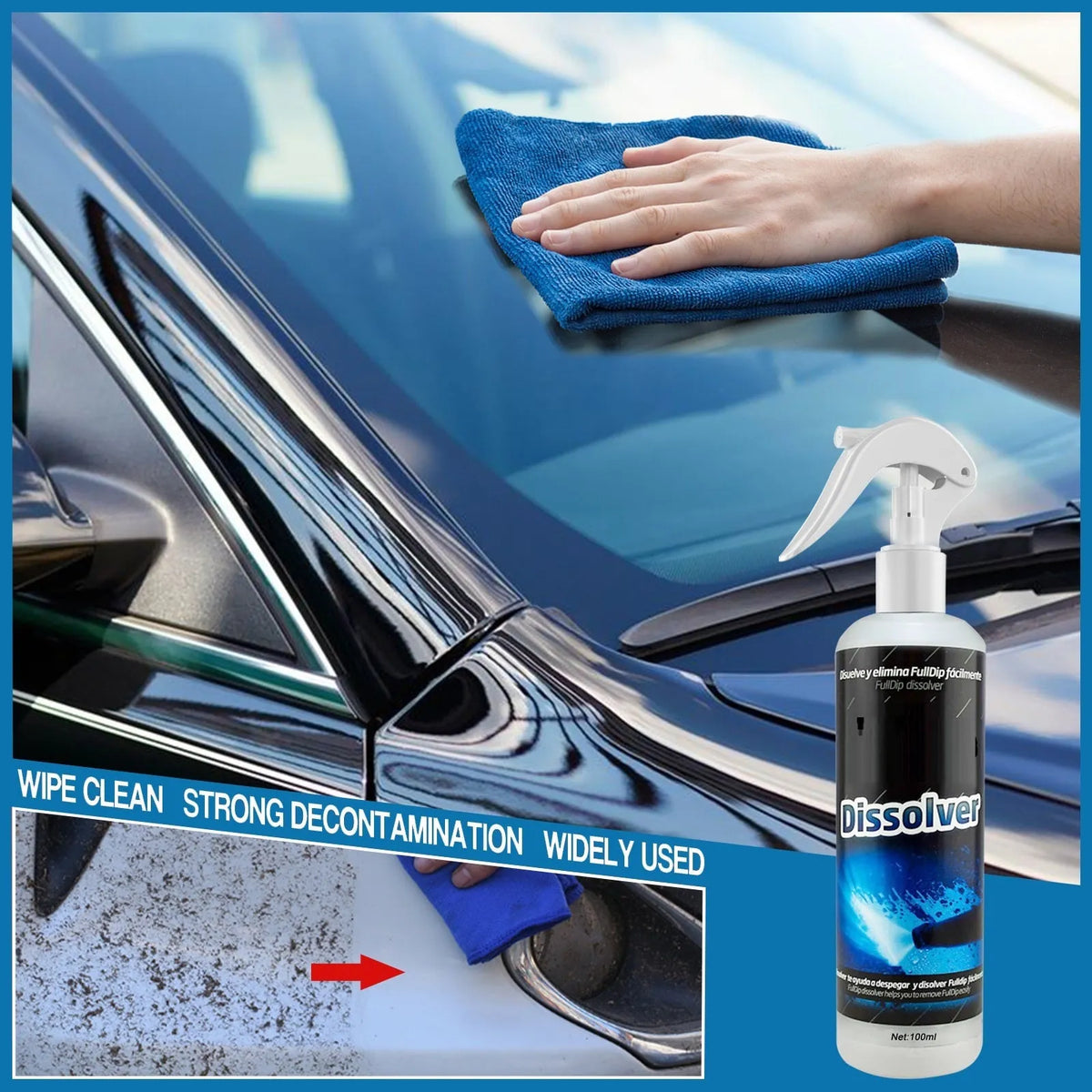 100ml bottle of car foam cleaning agent for interior seat stain removal and paint polishing.