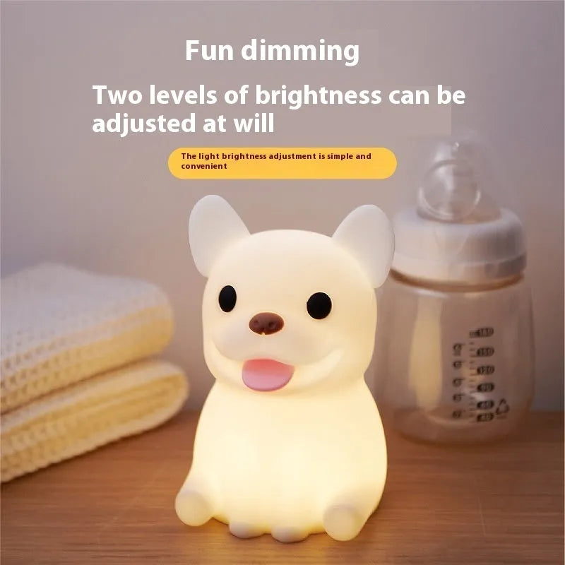 Silicone night light with USB charging, dimming function, cartoon animal design, 85x87x129mm, 0.5W