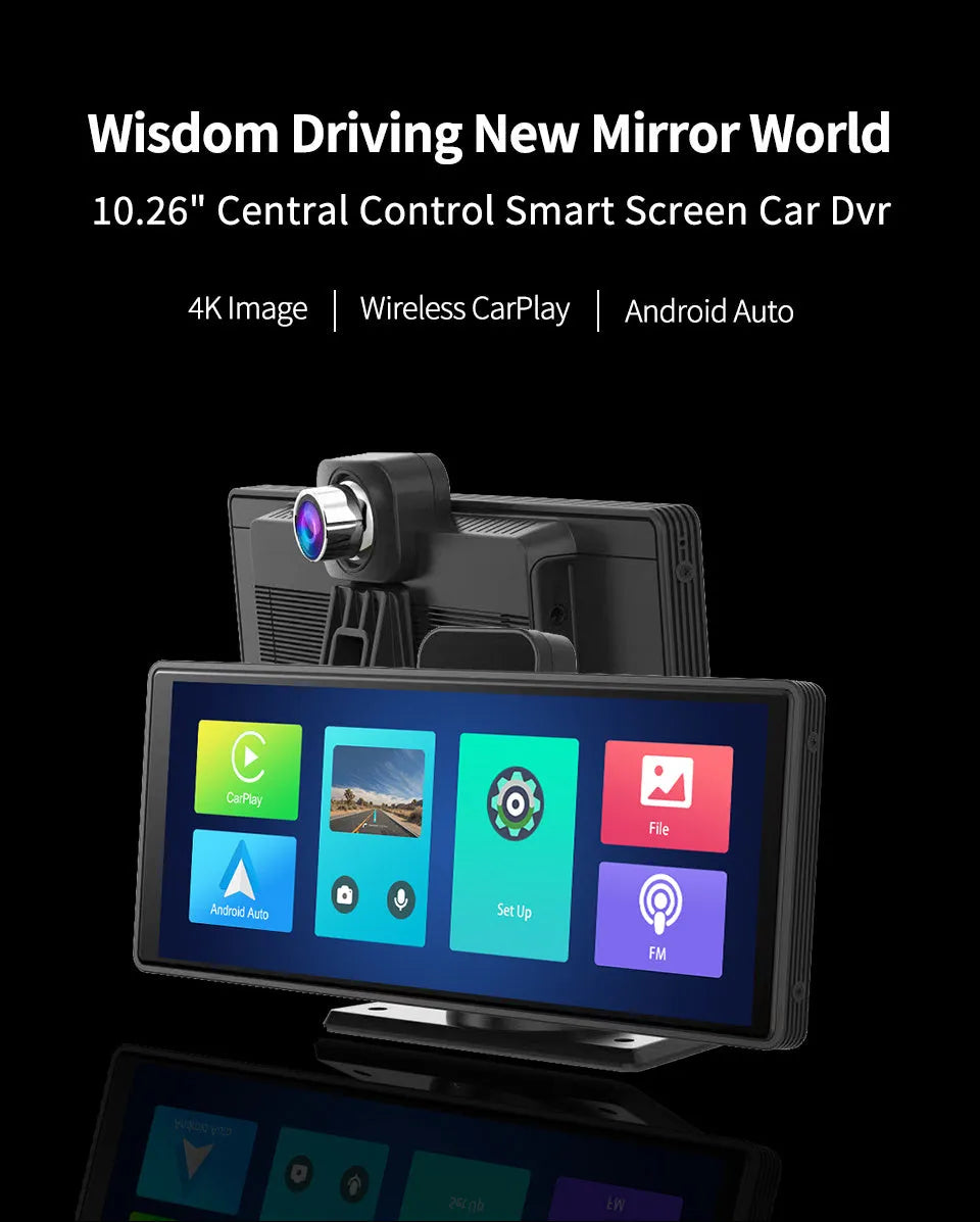 10.26-inch touch screen car DVR with dual camera recording system