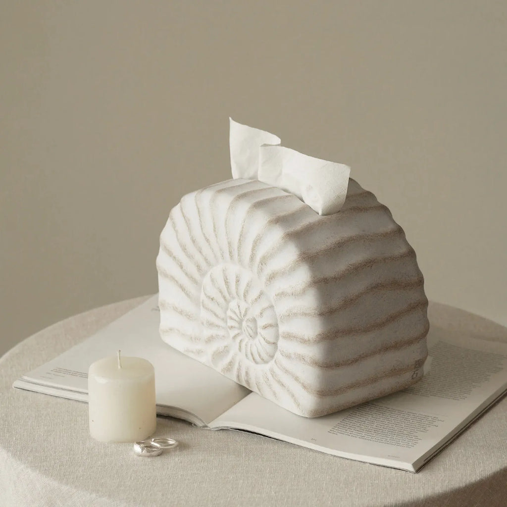 Resin tissue box cover with conch ramble design in modern simplicity style