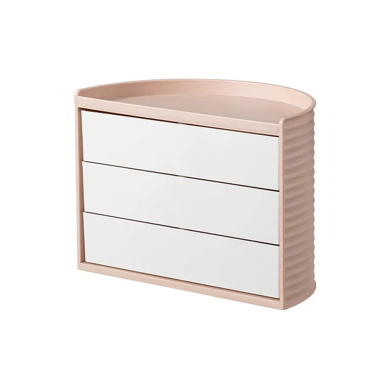 Plastic rotating cosmetic storage box 27x15.5x19.5cm in white simple style carousel organiser