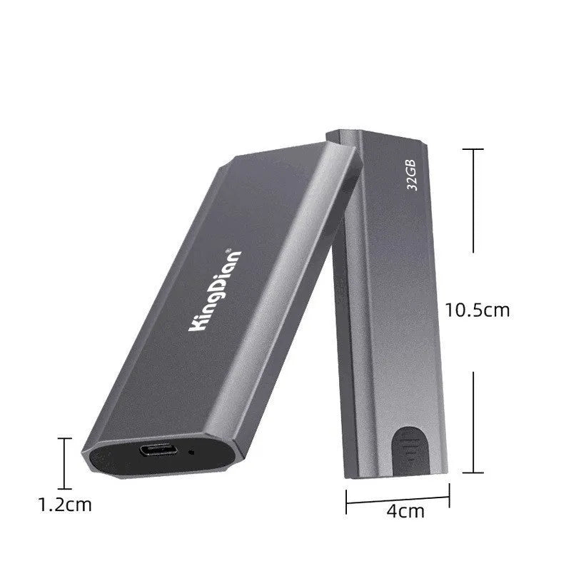 Grey portable external solid state drive SSD with USB 3.0 interface for mobile phones