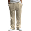 Men's loose straight leg trousers with high waist in army green colour
