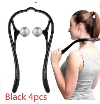 Plastic pressure point therapy neck massager with hand roller in pink, blue, or green colour options