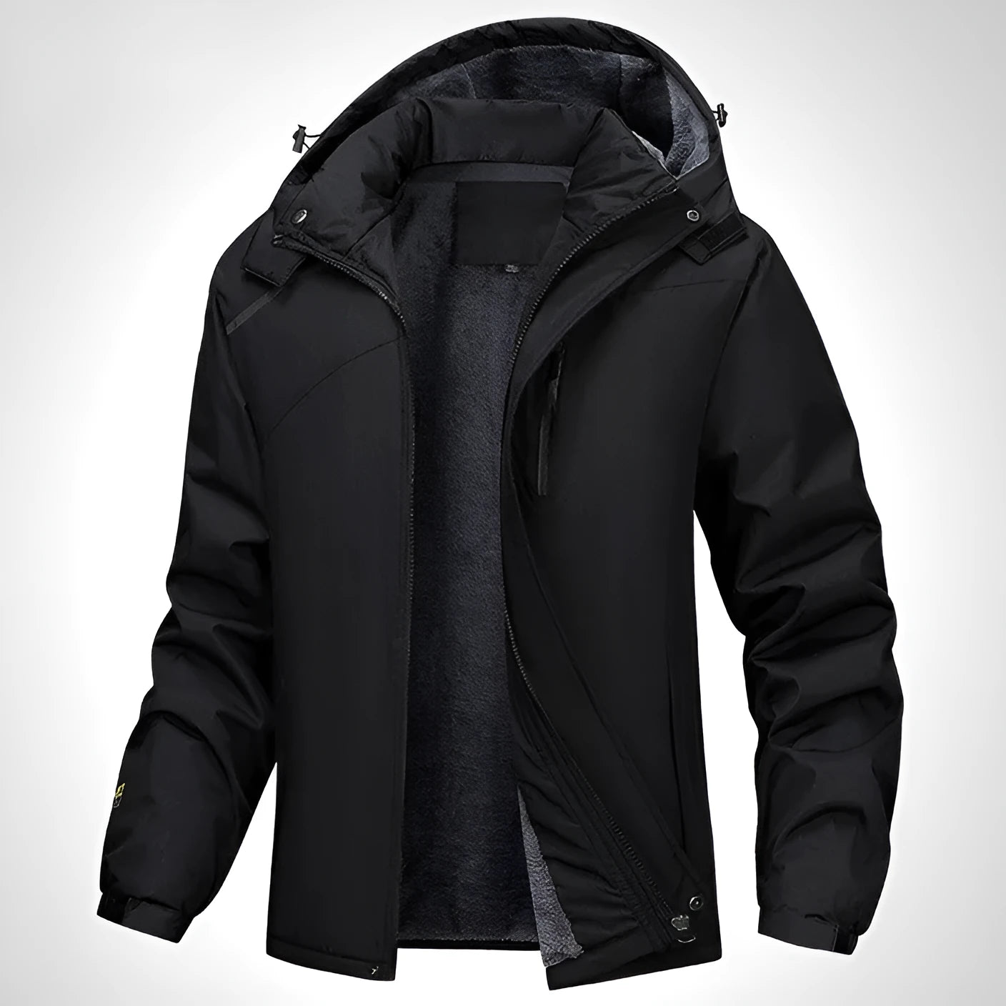 Men's plus size waterproof winter coat in Army Green with hooded design and loose fit