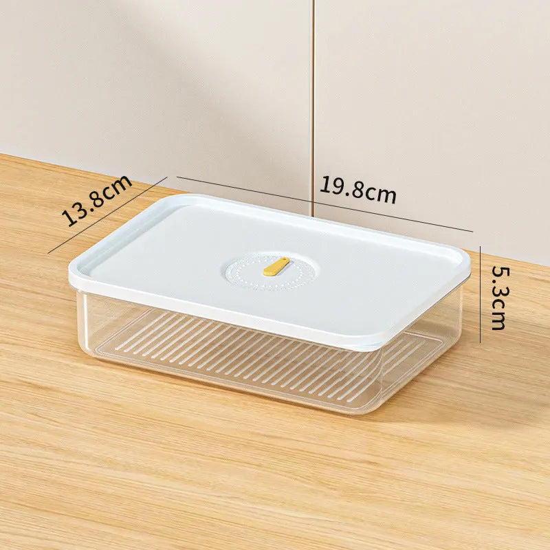 Home fashion food-grade plastic refrigerator storage box with airtight lid in simple style, available in four sizes