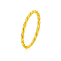 Brass gold plated women's ring showing twist, matte and glossy simple bracelet styles