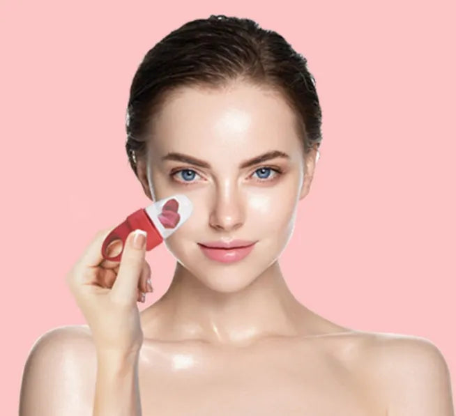 Massage ice tray for face, under-eye and clavicle use, available in purple, blue, pink or black
