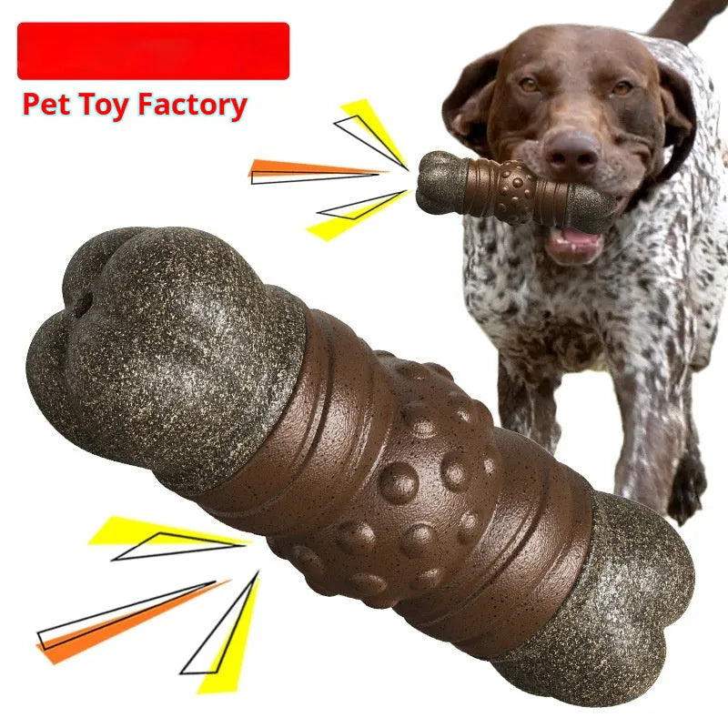 Wood colour plastic dog toothbrush molar rod chewing toy for canine dental care