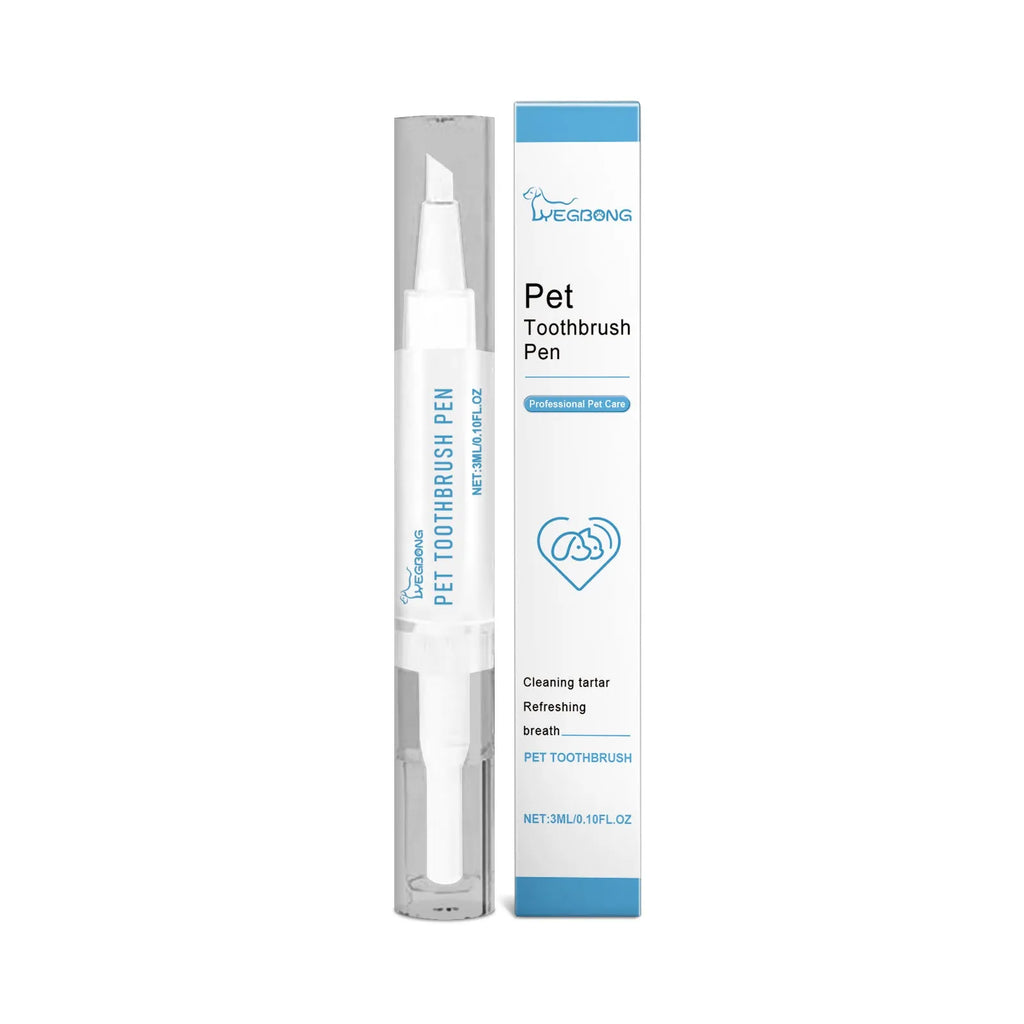 Pet teeth cleaning brush with 3ml gel capacity measuring 1.1cm wide by 12.5cm long