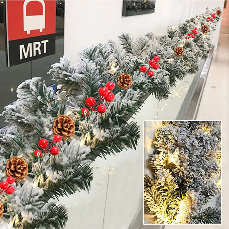 Christmas decorative rattan vine with flocking snow effect in American style design