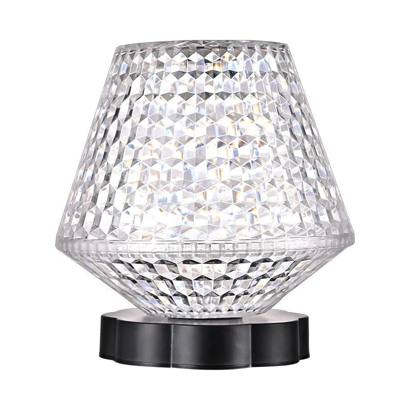 Diamond crystal table lamp with touch sensor base, USB rechargeable, 8.5 cm diameter