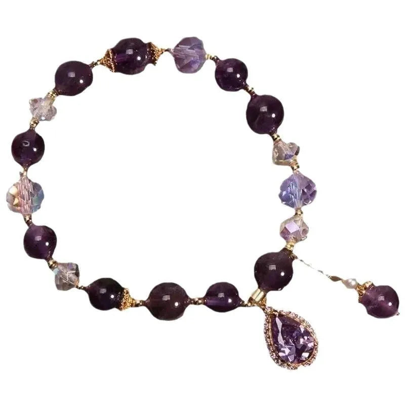 Purple amethyst bracelet for women with micro inlay crystal setting