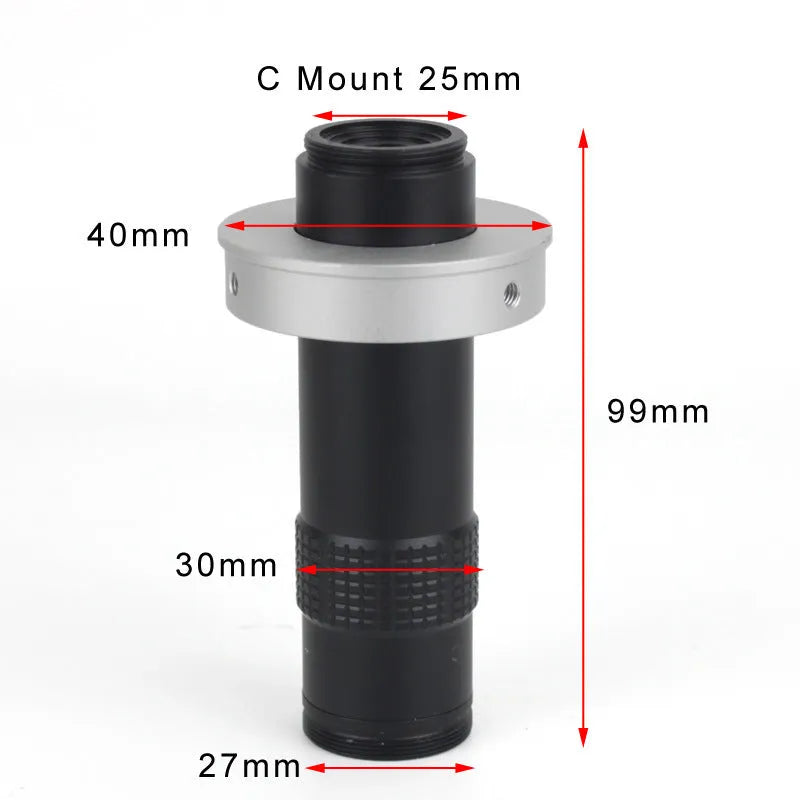 Industrial inspection camera monocular lens with black finish showing 30mm diameter by 84mm length dimensions