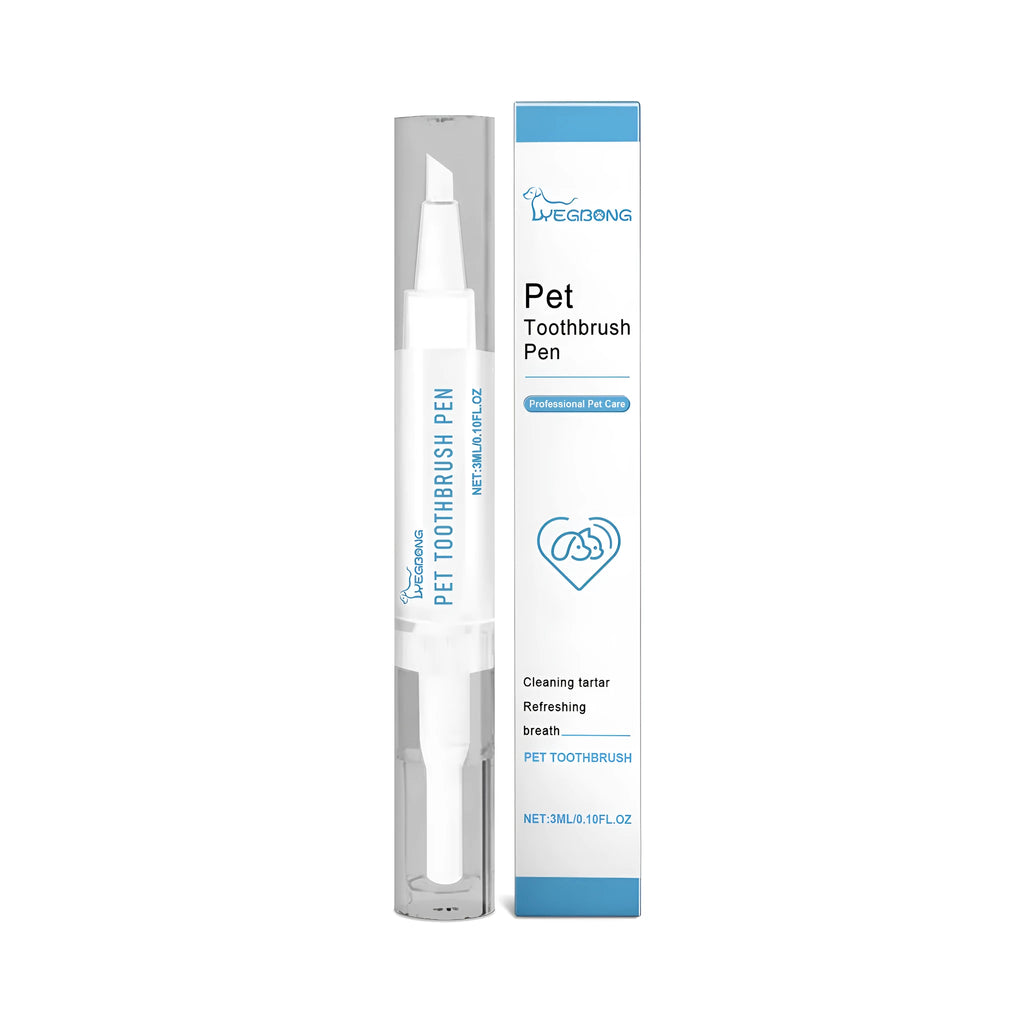 Pet teeth cleaning brush with 3ml gel capacity measuring 1.1cm wide by 12.5cm long