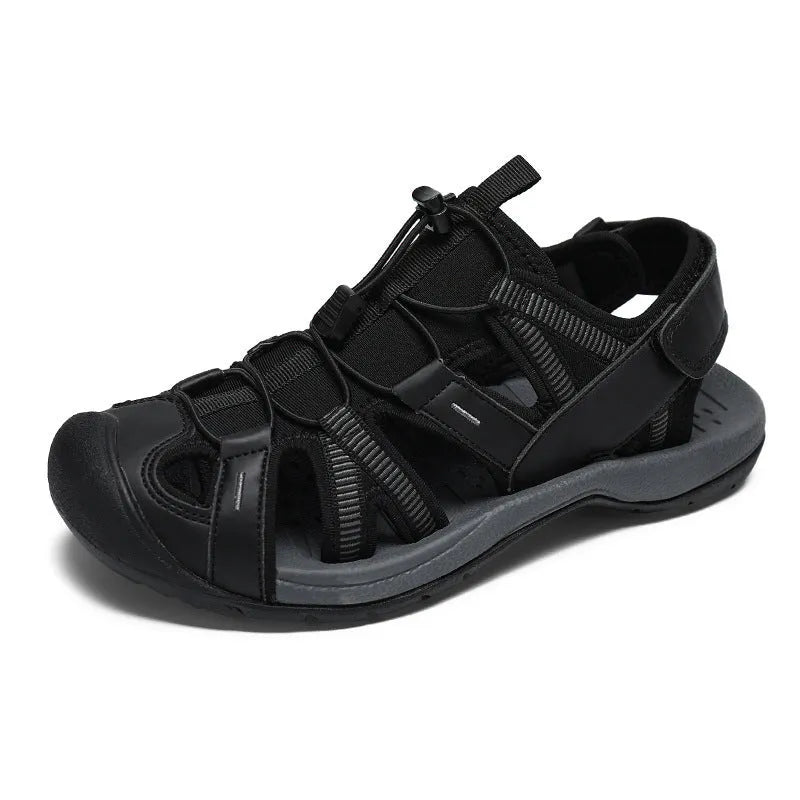Men's blue and black casual sports shoes with mesh upper, rubber sole, and Velcro strap.