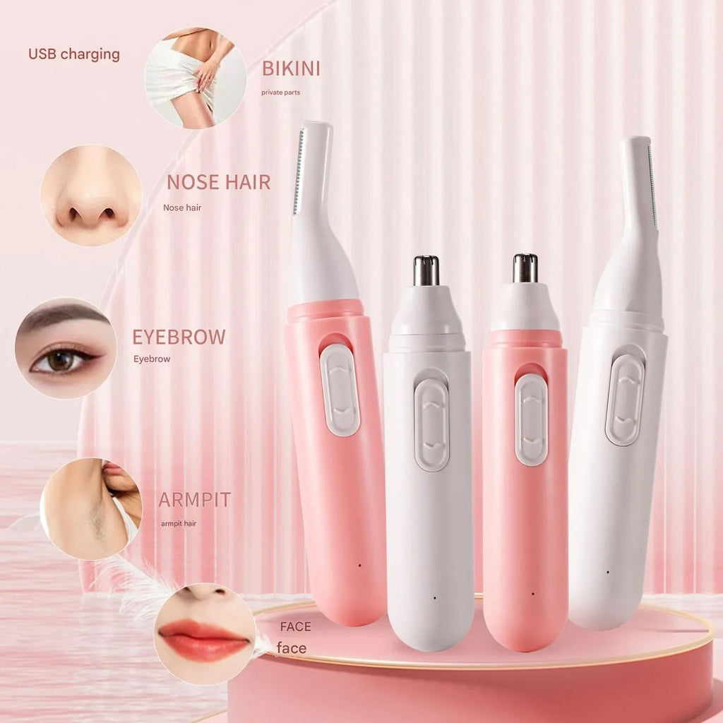 Black 2-in-1 rechargeable electric nose hair trimmer set with charging cable