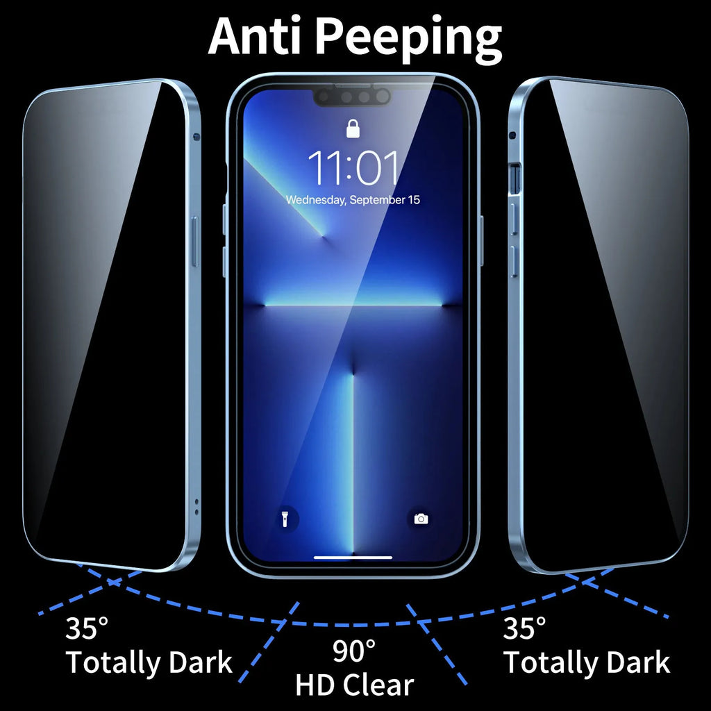 Black metal Magneto phone case for iPhone showing front and back views.