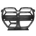 Dry carbon fibre front bumper grille for BMW M3 M4 G80 G82 with 3K weave pattern.