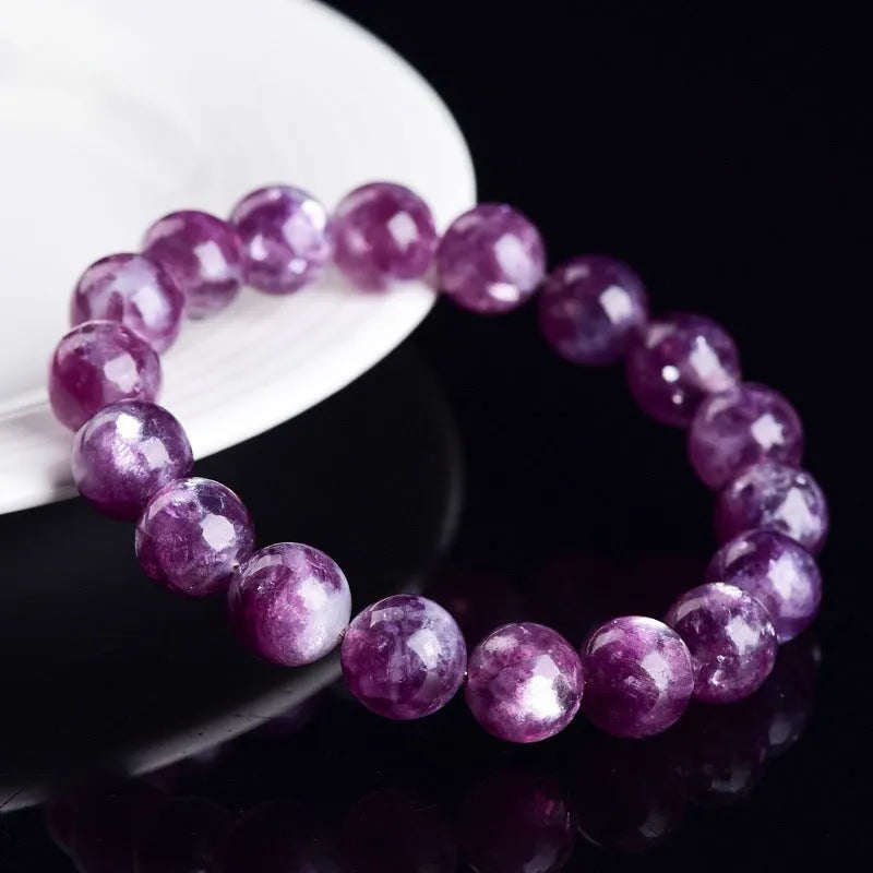 Purple Grandmother Crystal Bracelet with geometric polished beads in Korean-style unisex design