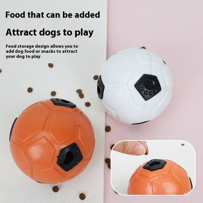 TPR dog toy ball in orange colour showing hollow design with optional teeth cleaning stick