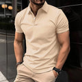 Men's solid colour short sleeve polo shirt with button lapel in a selection of nine colours.