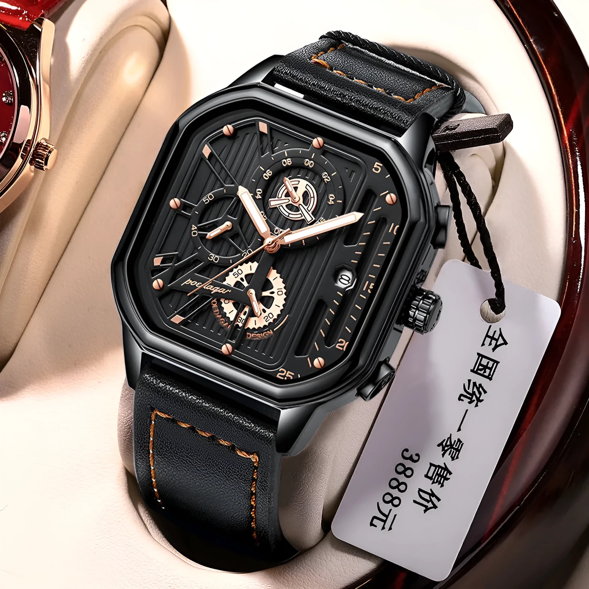 Men's sports quartz watch with 8mm thickness and belt-style strap in multiple colour options