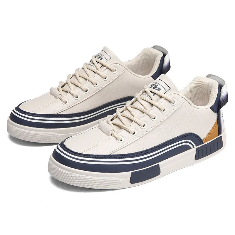 Men's breathable section mesh casual shoes in Milan colour with beige, white and green canvas upper
