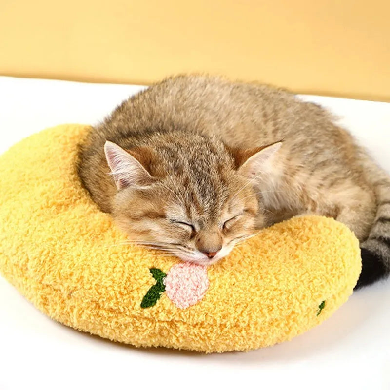 Cotton moon pillow for small dogs and cats in light yellow, white and blue colours