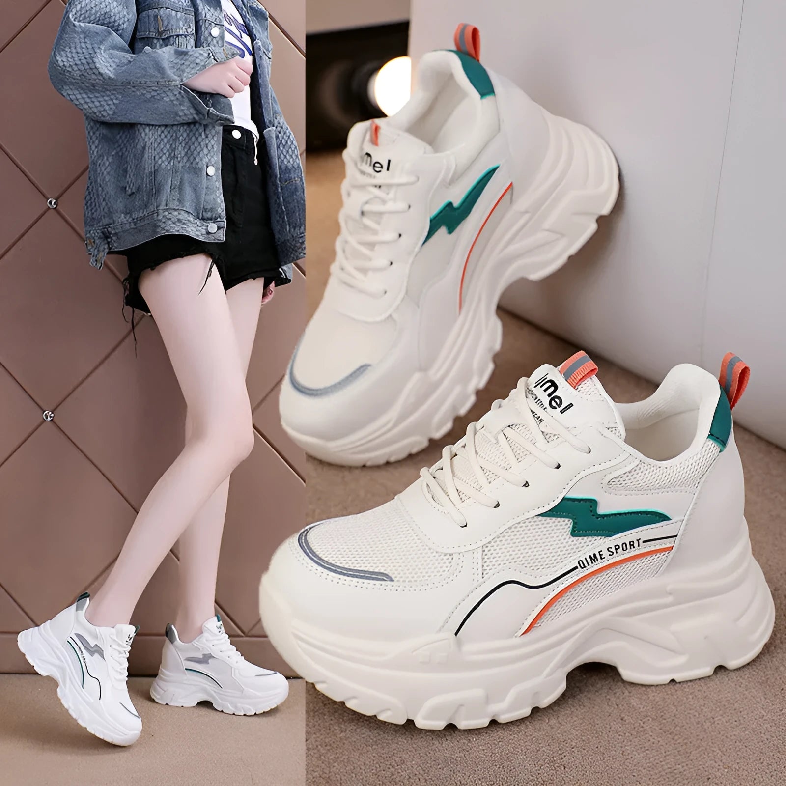 White women's low-top sports trainers with a front lace-up and cross-strap detail.