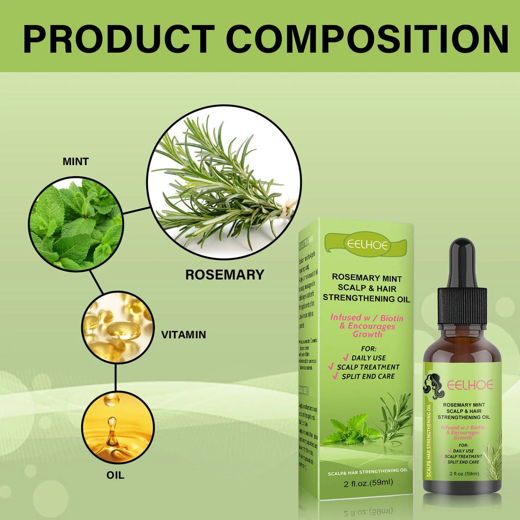 59ml rosemary mint hair growth fluid bottle with natural plant extracts for scalp massage