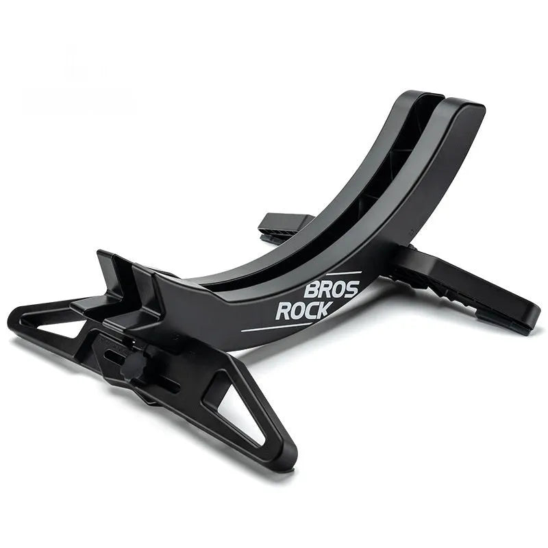 Black ABS plastic bicycle parking rack holder mounted on wall with mountain bike